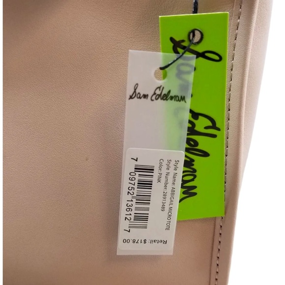 $178 Sam Edelman Small Leather Tote Pink Dual Staps or Shoulder or Cross Body - Picture 10 of 13